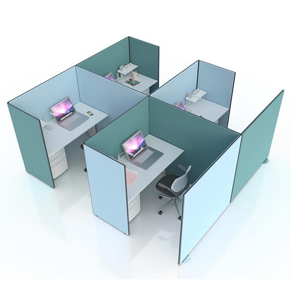 4 section office pod, creating using Budget acoustic screen 