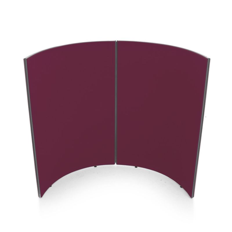 Budget acoustic curved screens, finished in woven fabric 