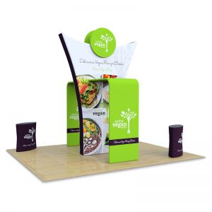 3m x 5m Tex-Flex Stand, supplied with a stretch fabric centre piece and 2 fabric counters. 