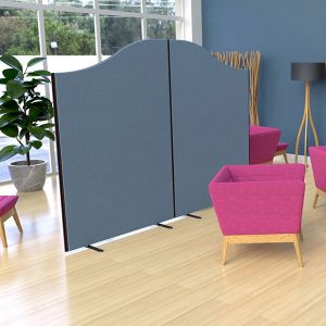 Budget Acoustic office partitions with a wavetop finish 