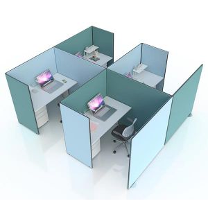 4 section office pod, creating using Budget acoustic screen 