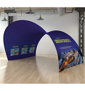 Fabric display stands, tunnels and arches available from go displays